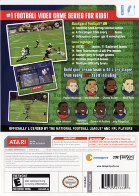 Backyard Football '09 box cover back